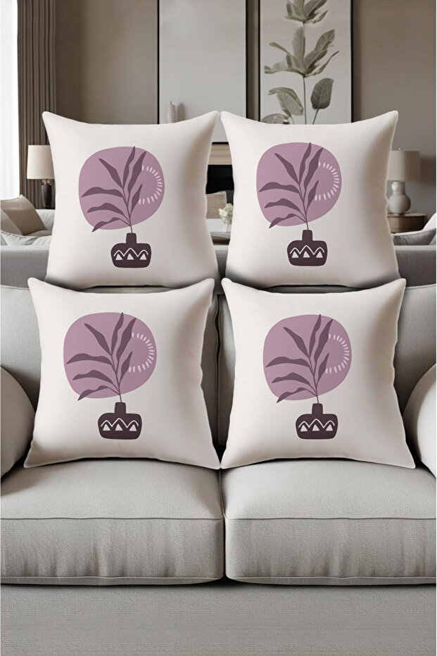 Digital Printed Soft Textured 4-Piece Throw Pillow Cover Set (43X43 cm) Krl0080