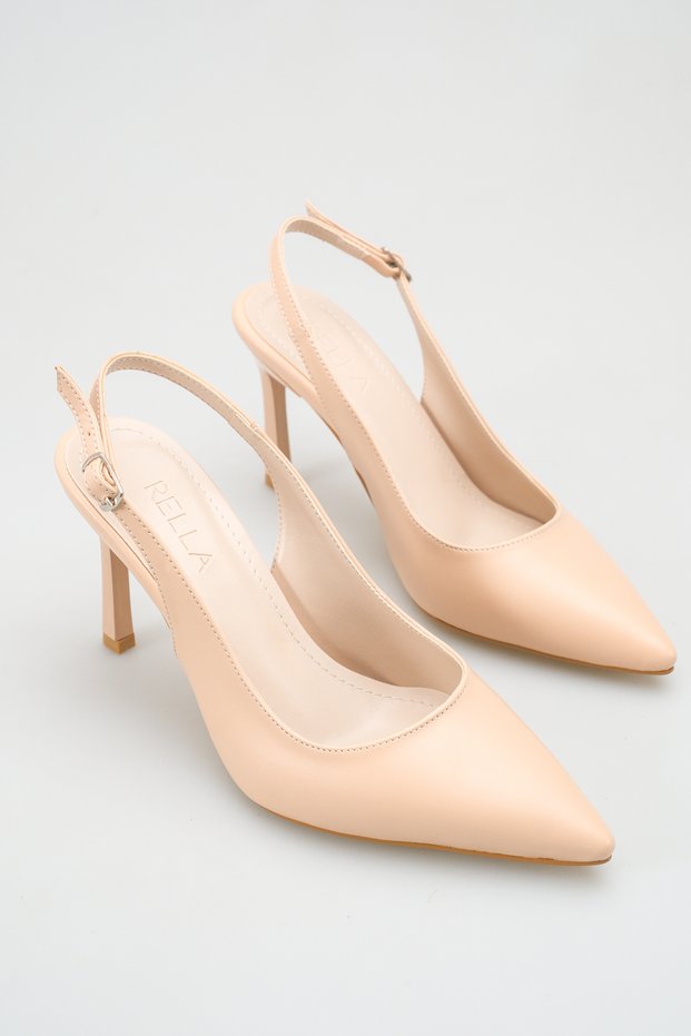 Nude Color Pointed Toe Stiletto Women's Heeled Shoes with Ankle Buckle Classic Stylish Daily & Evening Wear