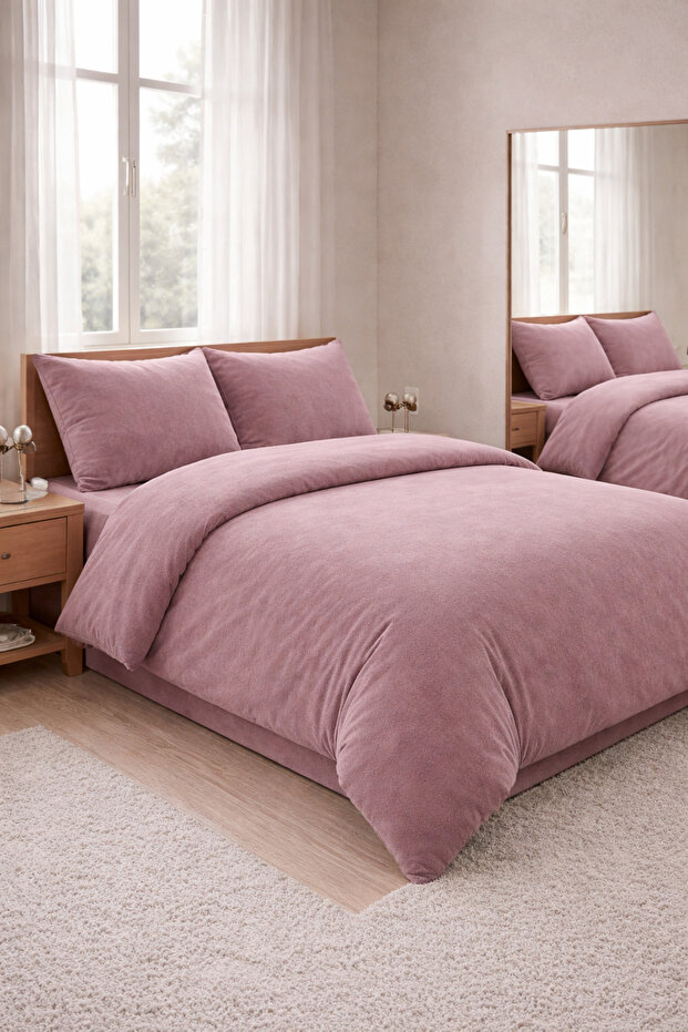 Double 4-Piece Duvet Cover Set with Elastic Sheets, Soft Textured Comfort Set 160X200+200X220