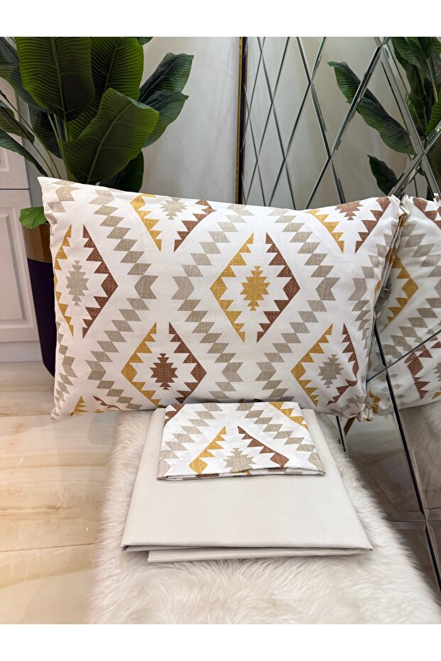 Single Bed Sheet and Pillowcase Set Without Elastic - 1