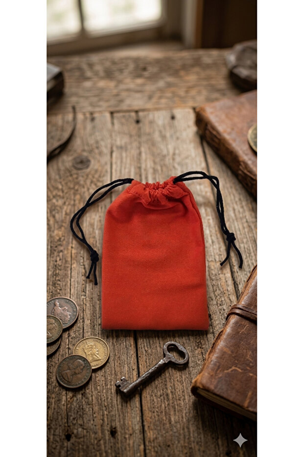 Cloth Pouch Without Printing, Orange Cloth Bag with Drawstring, 1 Piece