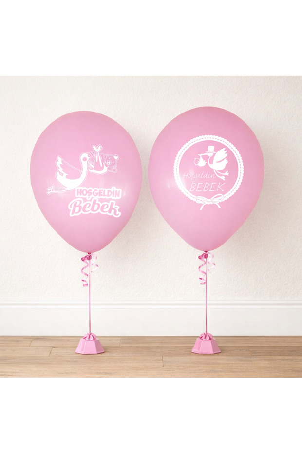 Welcome Baby Themed Pink Balloons 25 Pieces