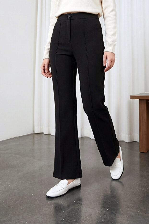 Lycra Palazzo Trousers -Black