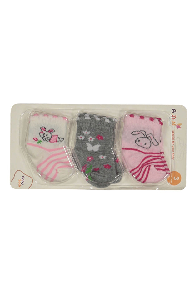 3-Pack Acetate Baby Girls Booties Socks