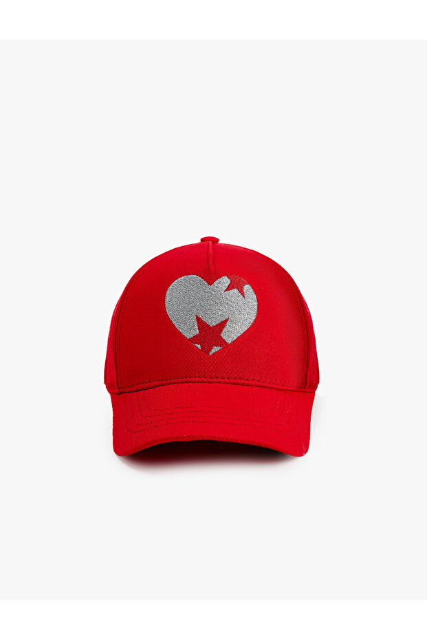Heart Embroidered Cotton Cap Hat
