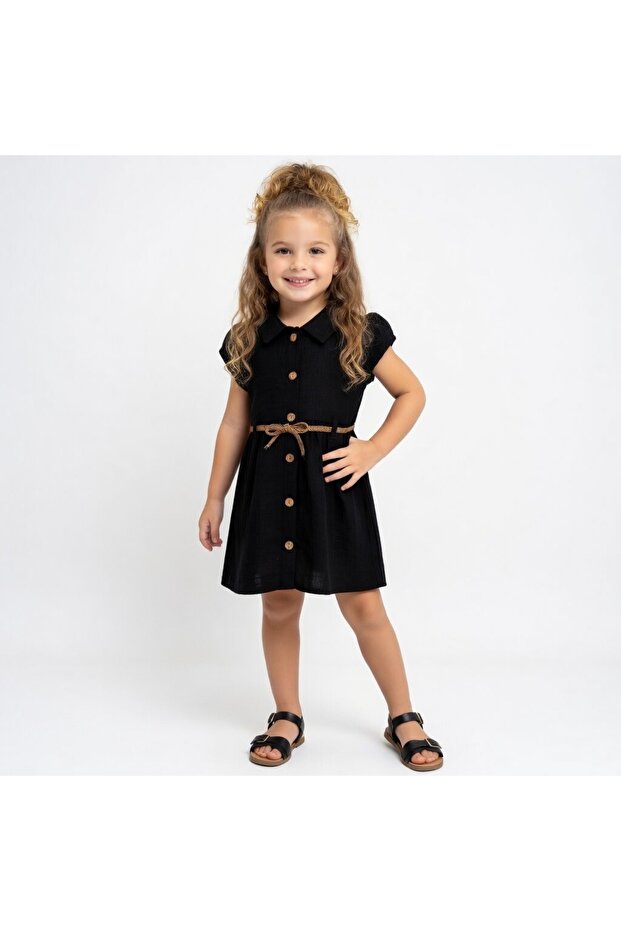 Girls' Dress with Belt, 1 Quality Fabric