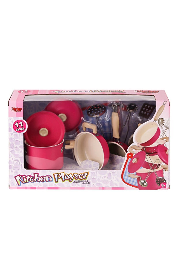 3815-6A Cookware Set 11 Pieces Pink -Vardem Toys