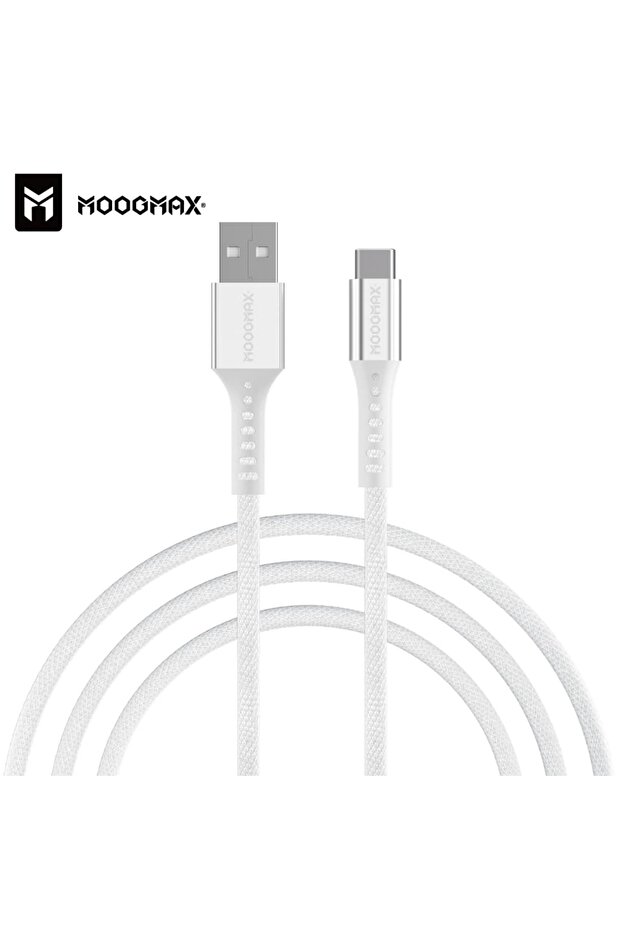 توصيله شحن تايب سي كيبل قماش-ابيض- MOOGMX064-USB-TYP