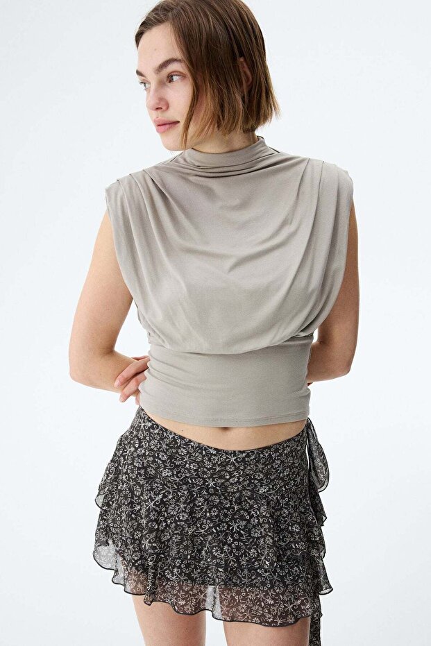 Draped-panel tiered skirt