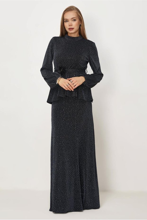 Belted Stone-Embellished Skirt Suit 46331