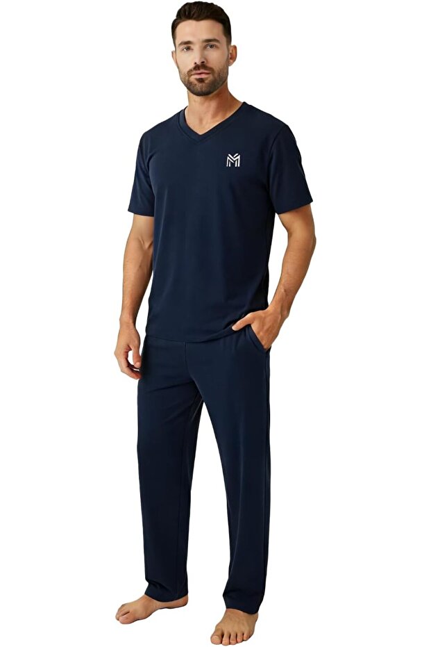 Mens Loungewear Sets Pajamas Set Top and Bottom Soft Sleepwear