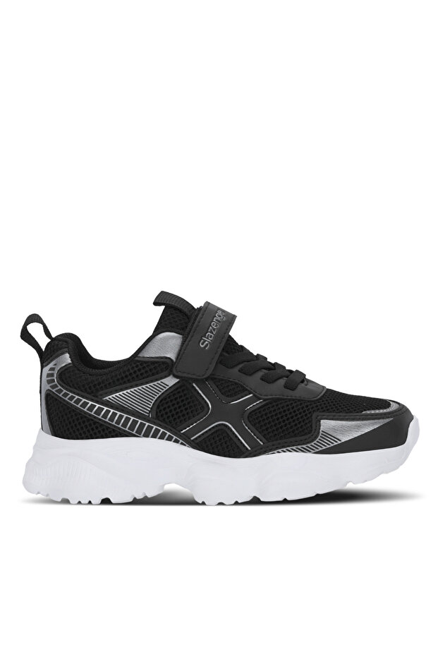 Slazenger FAST TRACK I Unisex Çocuk Cırt Cırtlı Siyah / Gümüş Günlük Spor Ayakkabısı
