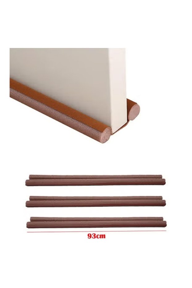 3 Piece Foamed Cotton Door Bottom Noise Reduction Sealing Strip Brown 93cm