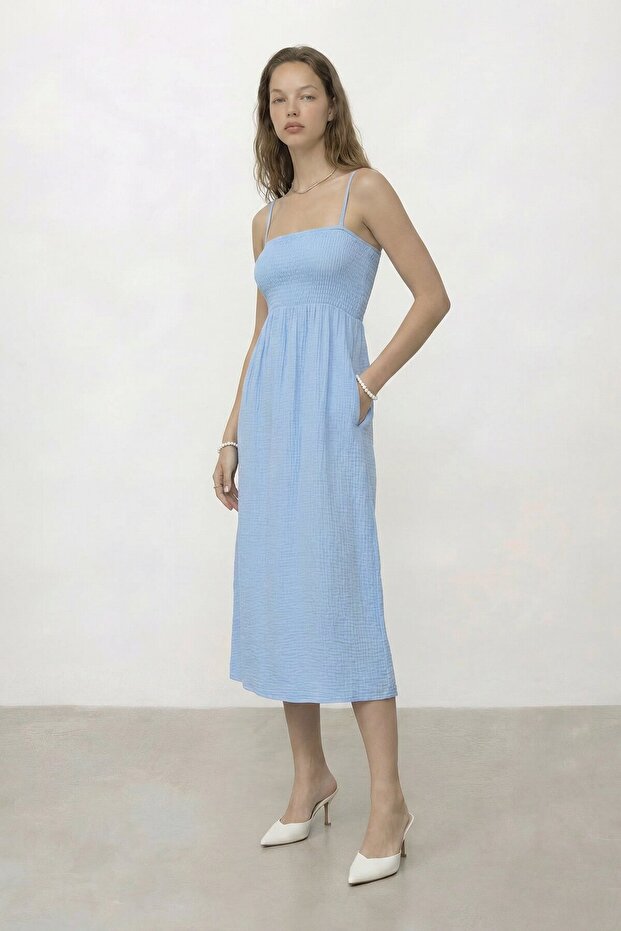 Strap Guiped Midi Dress