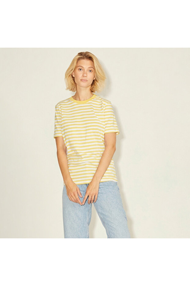 Anna Ss Reg Every Stripe Women's Yellow T-Shirt