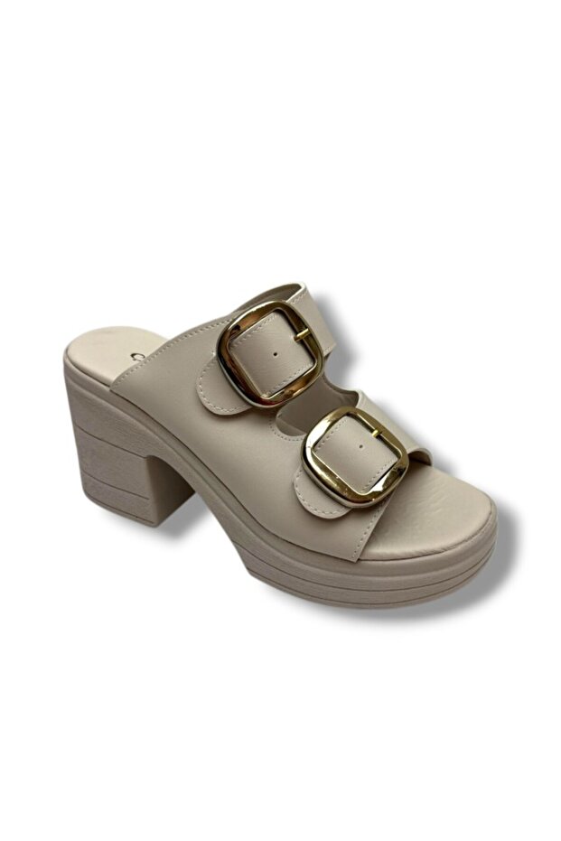 Chanceller K505-26 Leather Anatomical Double Strap Wedge Heeled Women's Slippers