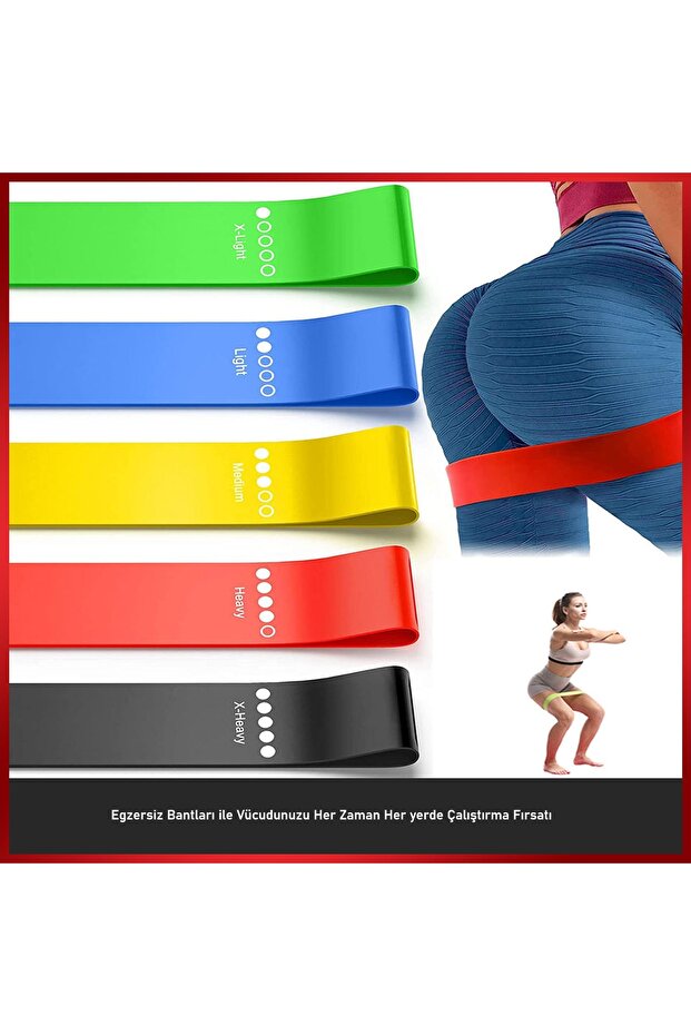 Pilates Resistance Band Set with 5 Bags |   Closed End Loop Rubber Mixed for Exercise Squat Aerobic