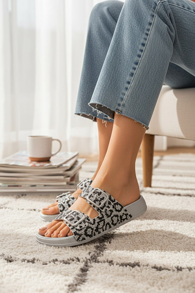 Summer Caviar Double Buckle Women's Slippers
