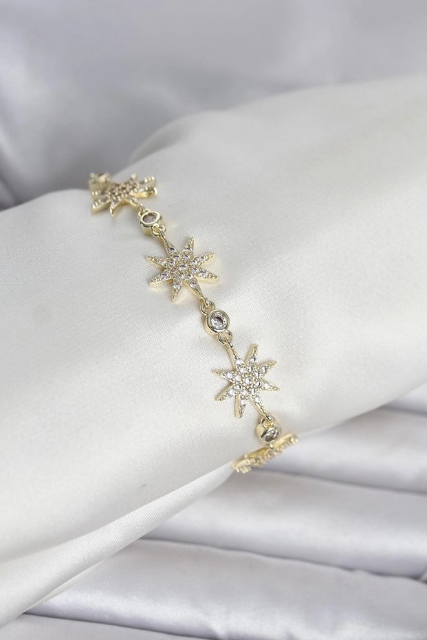 Brass Gold Color Pole Star Model Women's Bracelet
