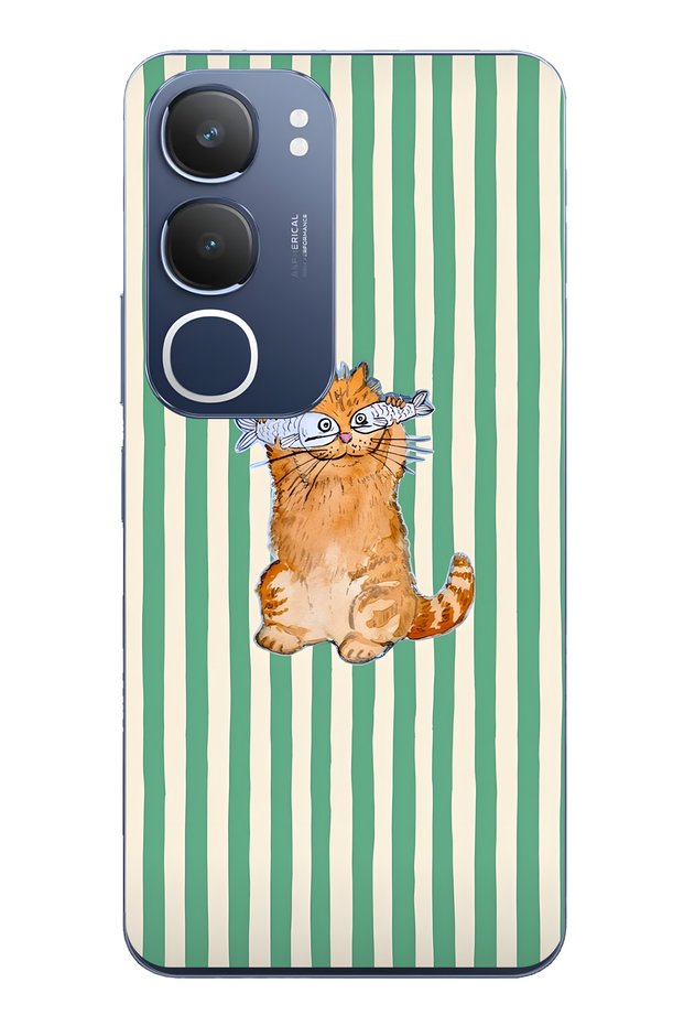 Vivo Y19S Compatible Fish-Eyed Cat Pattern Transparent Phone Case