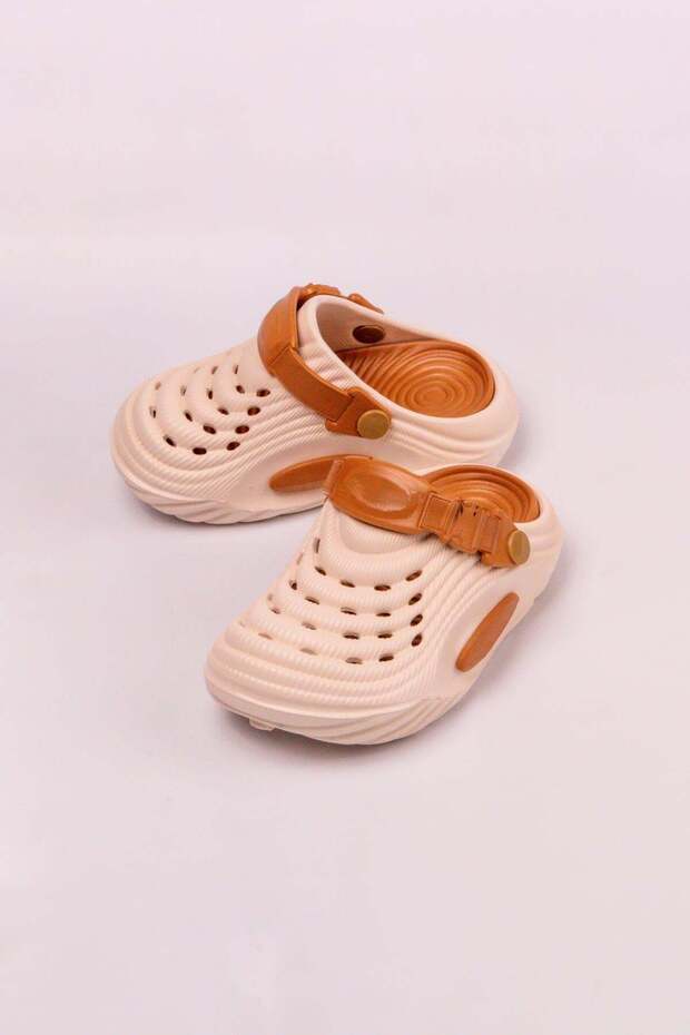 Indoor Unisex Non-Slip Sole Ecru-Tan Children's Slippers Size 26-35