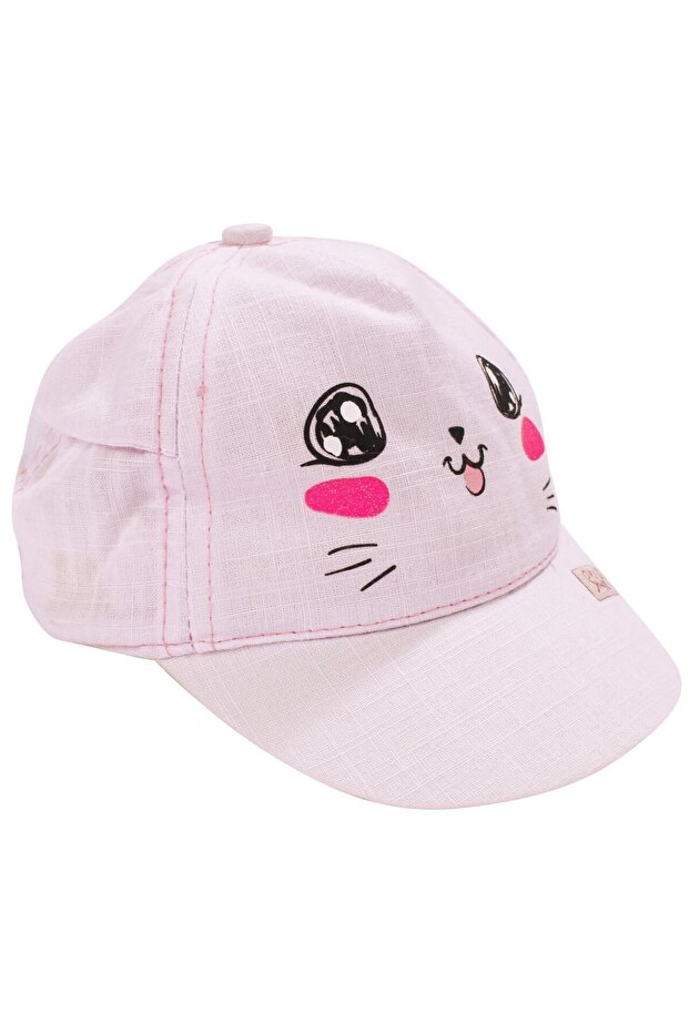 Baby Girl Pink Smile Emblem Cat Ear Cap Hat 0-18 Months