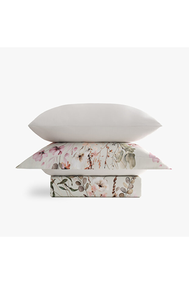 Florissa Spring Texture King Size 100% Aegean Cotton Duvet Cover Set - Bed Sheet Pieces - 4 Pillow Pieces Mint