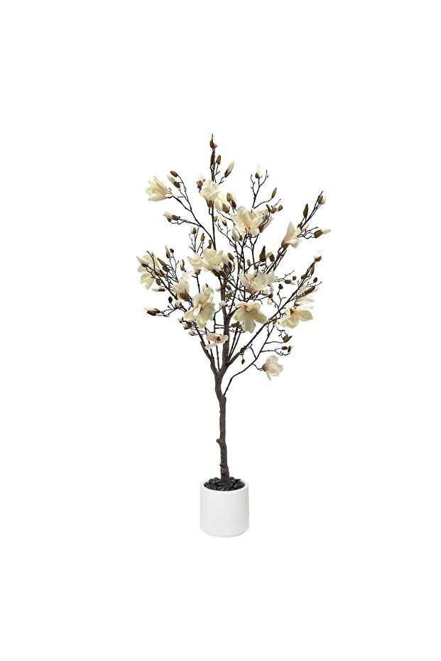 150cm Artificial Magnolia Tree with White Planter Fake Magnolia Tree for Home Office Decor