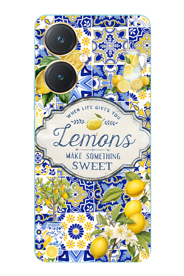 Vivo Y27 Compatible Lemon Patterned Transparent Phone Case