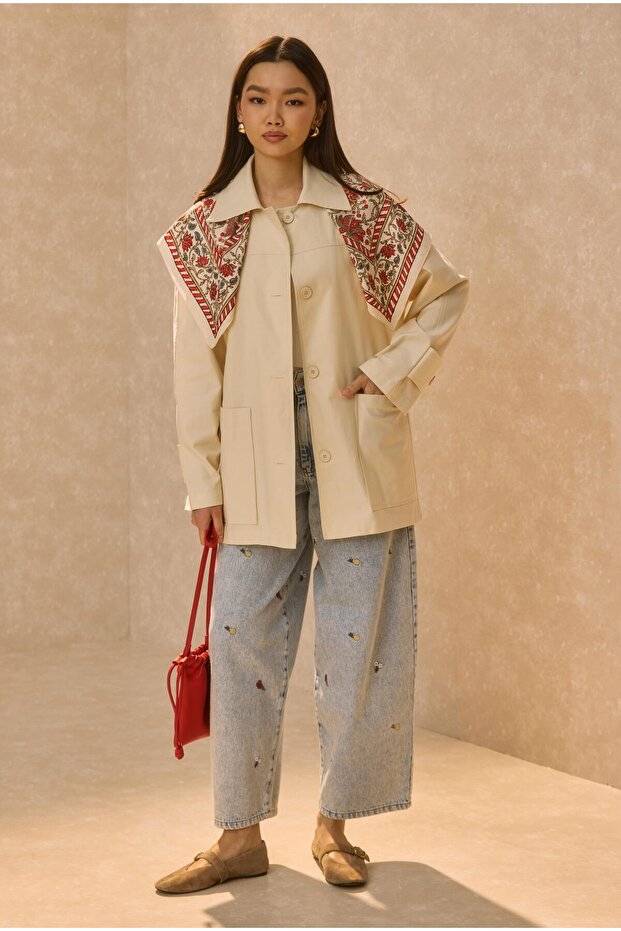 Basic Gabardine Jacket Ecru - 1