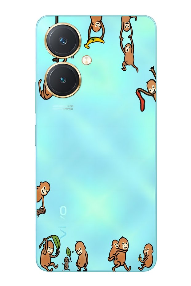 Vivo Y27 Compatible Monkeys Patterned Transparent Phone Case