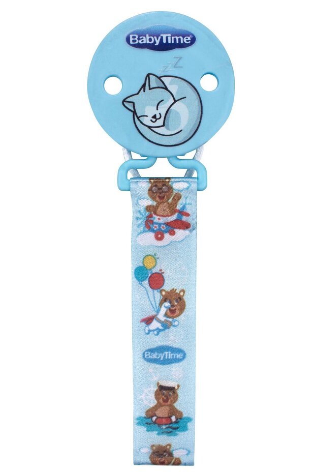 Unisex Blue Animal Printed Fabric Pacifier Strap