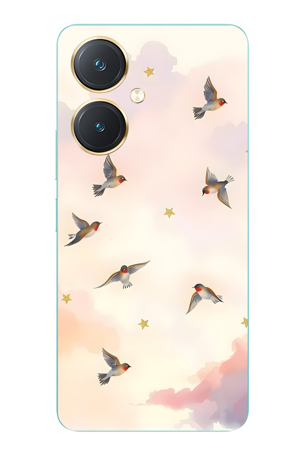 حافظة هاتف شفافة متوافقة مع Flying Bird منقوش من Vivo Y27