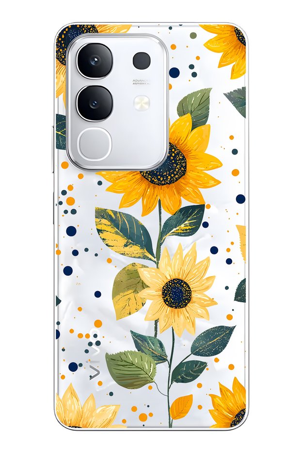 حافظة هاتف شفافة متوافقة مع Vivo Y29 Sunflower منقوش منقوش