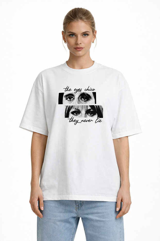 Unisex Eyes Don'T Lie Scarface Printed Oversize Thick Fabric Relaxed Cut Cotton T-Shirt