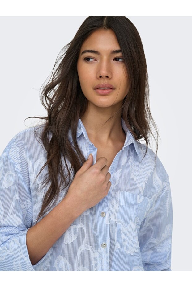 Onlastana Ls Shirt Wvn Ex Women's Blue Shirt - 15380458 - 3