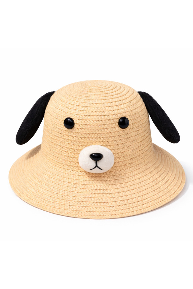 Cream Cute Dog Pochacco Children's Straw Bucket Hat Summer Sunscreen Girls Boys Beach