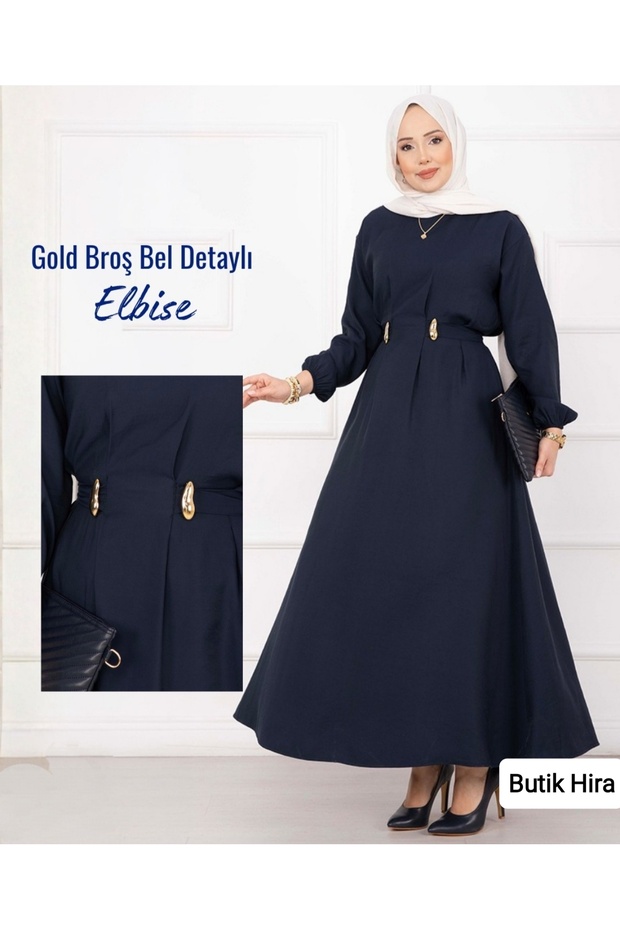 Modal Fabric Hijab Dress with Waist Tie