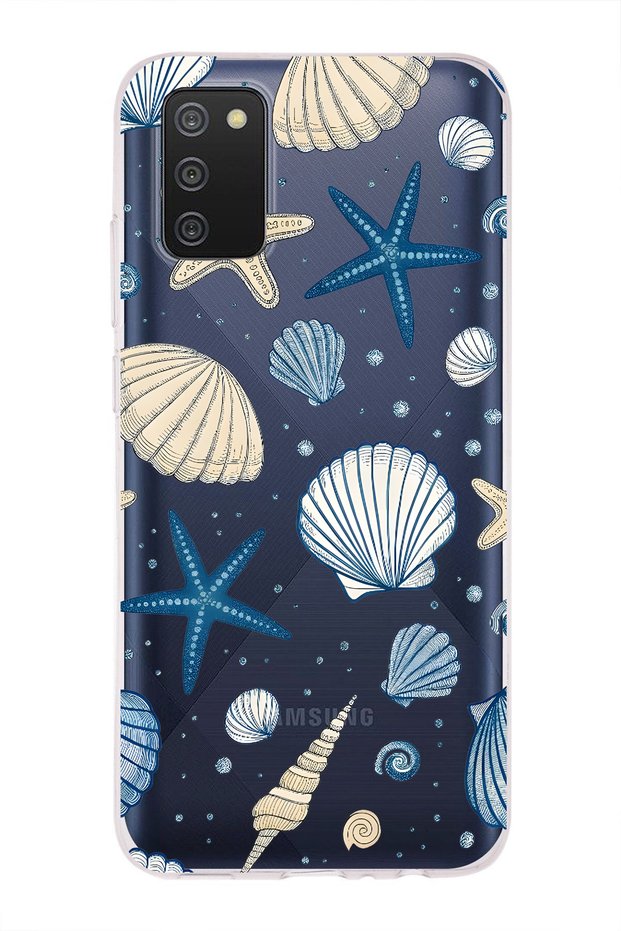 Samsung Galaxy A02S Compatible Transparent Phone Case with Shell and Star Pattern