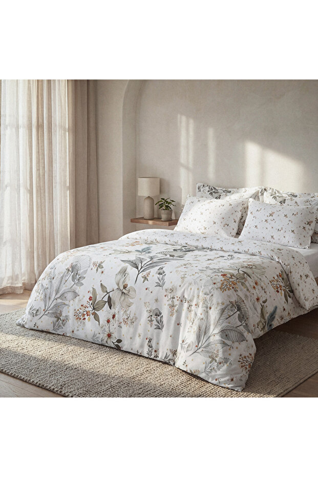 Gardenya Silent Spring Double 100% Aegean Cotton Duvet Cover Set - with Sheets - 4 Pillows Colorful