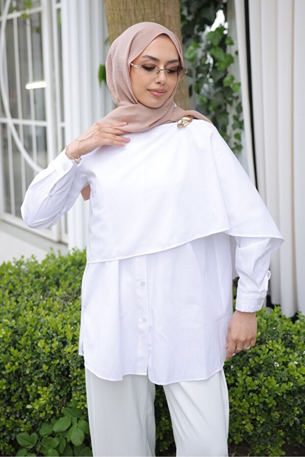 White Shoulder Bronchus Detailed Shirt