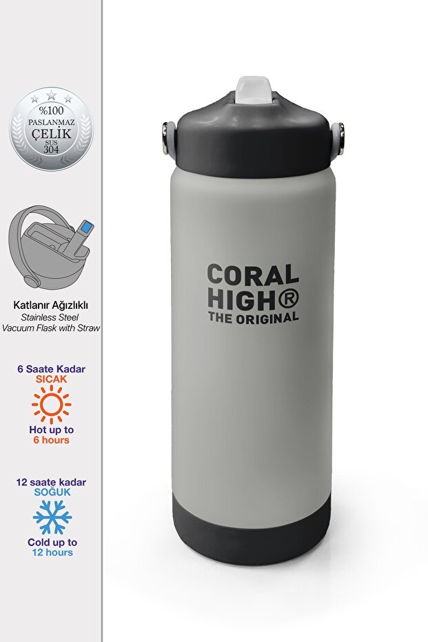 Gray Folding Spout Steel Thermos 650 ml 38401