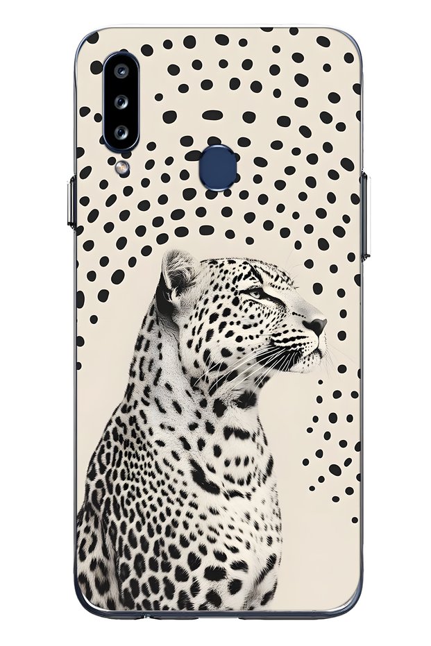 Samsung Galaxy A20S Compatible Leopard Pattern Transparent Phone Case