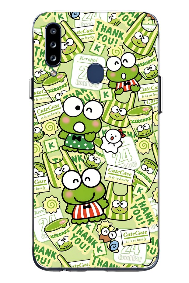 Samsung Galaxy A20S Compatible Cute Frog Pattern Transparent Phone Case