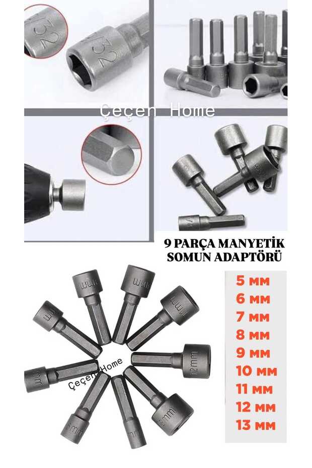 9 Pieces Magnetic Nut Adapter, Nut Remover Bits Socket Set Screw Adapter Hex Drill Bit