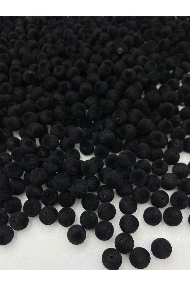 10mm Black Color Velvet Beads, Jewelry Making, Bag Beads (100 Gr, ~180 Pieces)