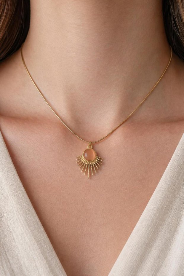 Vintage Steel Necklace with Pink Stone Detail