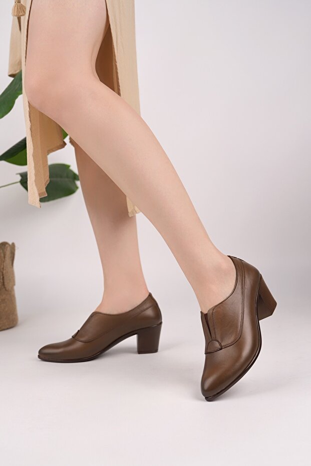 Genuine Leather Women's Daily Light Comfortable Classic Heeled Shoes Dd3338