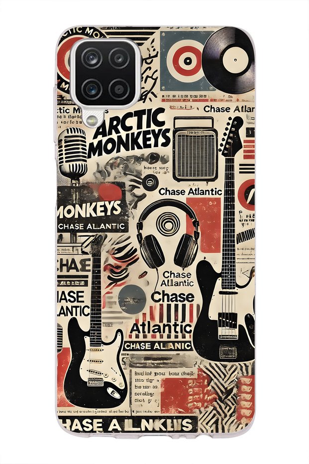 Samsung Galaxy A12 / M12 Compatible Music Collage Patterned Transparent Phone Case