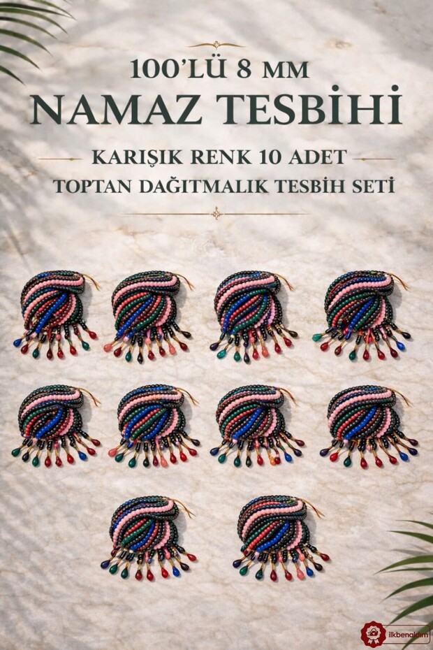 99'Lu 8 mm Prayer Rosary 100 Pieces Mixed Color Wholesale Rosary Set for Distribution Zikir Tesbih